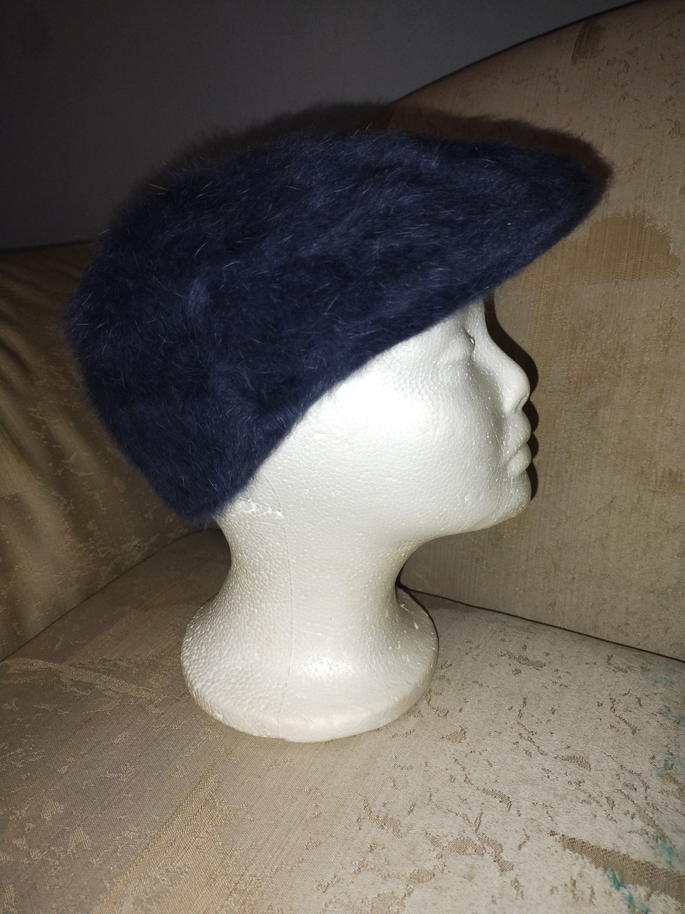 Kangol Women's Faux Fur Navy Newsboy Cap
